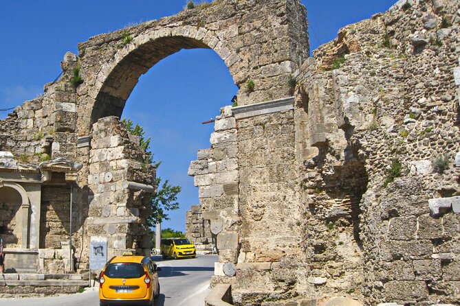Antalya Tour To Perge Aspendos And Side With Manavgat Waterfall - Side Ancient City: Apollo Temple Views and Marble Columns