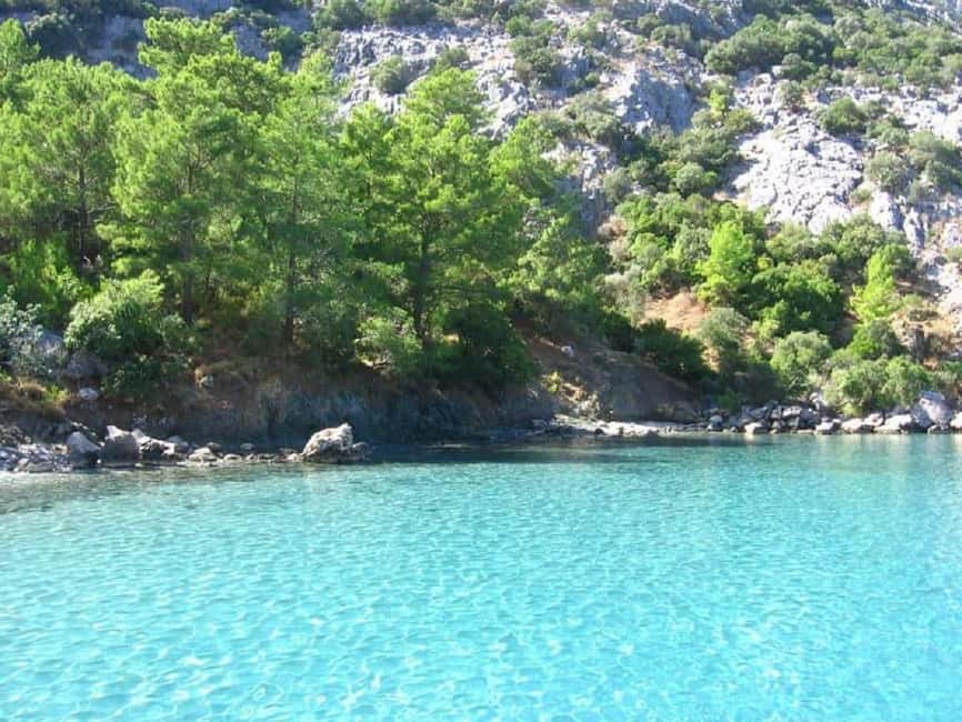 Kemer Porto Genoese-Sazak Bays Boat Trip With Mud Baths - Kemer Porto Genoese boat day, mapped to an 8-hour reality